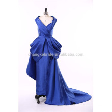 Best Quality 2016 Royal Blue Floor Length Satin Muslim Evening Dress